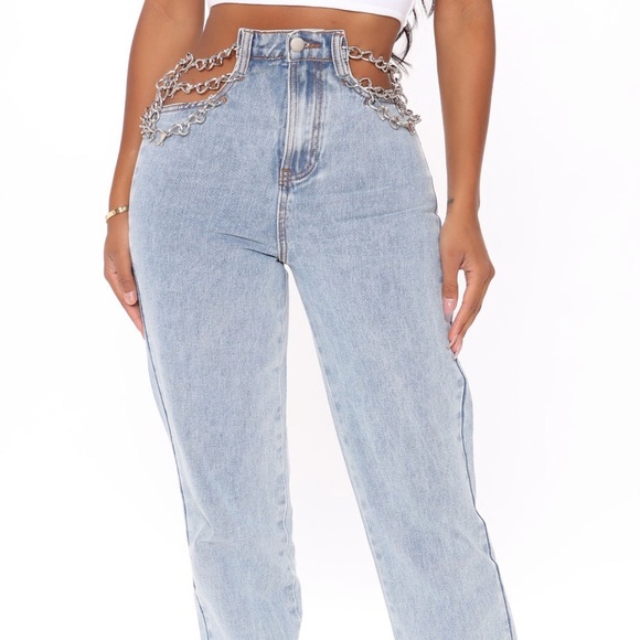 Side chains straight leg jeans - Picture 3 of 4